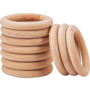 Onwon 10 Pieces Wooden Rings Natural Wood Rings Without Paint Smooth Unfinished Wood Circles for Craft DIY Baby Teething Ring Pendant Connectors Jewelry Making (70mm)