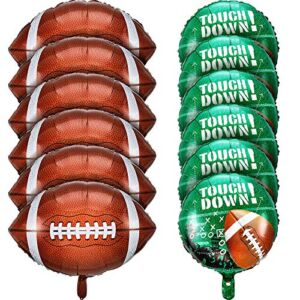 Football Balloons Set, Football Field Balloons and Football Foil Balloons for Tailgate Game Day Football Theme Supplies Birthday Party Decorations (12 Pieces)