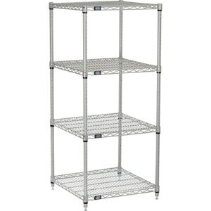 Nexel 24″ x 24″ x 63″, 4 Tier, NSF Listed Adjustable Wire Shelving, Unit Commercial Storage Rack, Silver Epoxy, Leveling feet
