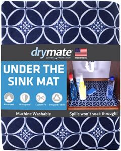 Drymate Premium Under The Sink Mat (24” x 29”), Cabinet Protection Mat, Shelf Liner – Absorbent/Waterproof/Slip-Resistant – Machine Washable, Durable (Made in The USA) (Indigo)