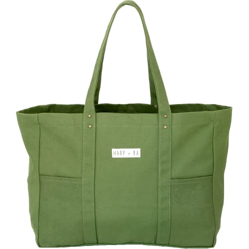 Harp and Ra Forest Green Tote Bag – Utility Tote with 2 Front Pockets and Laptop Sleeve, Teacher Bag in 16 Oz. Organic Cotton, Jumbo Book Bag for Nurses, School, Work, Diapers, Tote Bag | The Storepaperoomates Retail Market - Fast Affordable Shopping