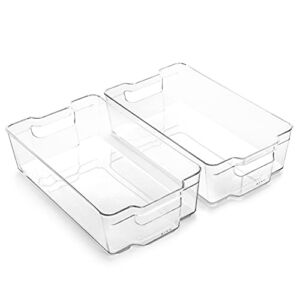 BINO | Stackable Storage Bins, X-Large – 2 Pack | THE STACKER COLLECTION | Clear Plastic Storage Bins | Built-In Handle | BPA-Free | Containers for Organizing Kitchen Pantry | Multi-Use Organizer Bins