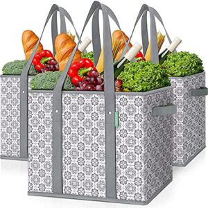 WISELIFE Reusable Grocery Bags [3 Pack],Large Grocery Tote Bag Water Resistant Shopping Bags Foldable Grocery Bag for Clothes,Toys,Shoes and Picnic