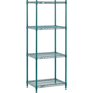 Nexel Poly-Green Adjustable Wire Shelving Unit, 4 Tier, Heavy Duty Commerical Storage Organizer Wire Rack, 18″ x 24″ x 86″, Green
