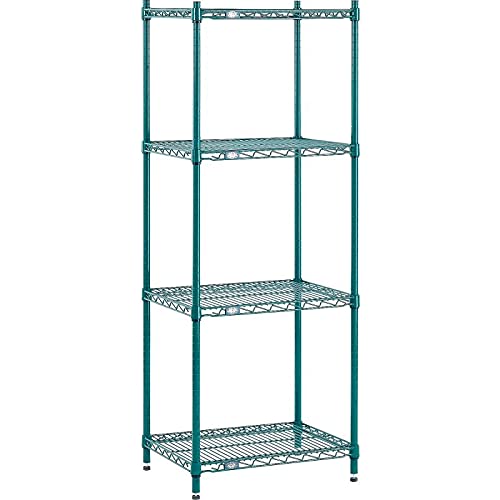 Nexel Poly-Green Adjustable Wire Shelving Unit, 4 Tier, Heavy Duty Commerical Storage Organizer Wire Rack, 18″ x 24″ x 86″, Green | The Storepaperoomates Retail Market - Fast Affordable Shopping