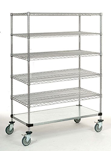 24″ Deep x 36″ Wide x 69″ High 1200 lb Capacity Mobile Unit with 5 Wire Shelves and 1 Solid Shelf | The Storepaperoomates Retail Market - Fast Affordable Shopping