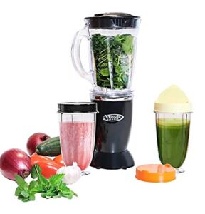 Total Chef Miracle Blender, 12 pc Bullet Blender Set with Heavy Duty Quad Blade, 1L Carafe, Travel Cups and Lids, Dishwasher-Safe Accessories, for smoothies, shakes, sauces, salsas, baby food