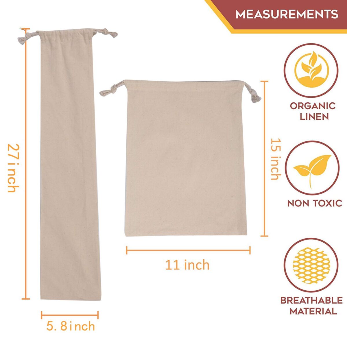 Linen Bread Bags Reusable Bread Bags For Homemade Bread, Homemade Artisan Bread Storage,Linen storage Bread Bags For Home(Size 3-11×15 in, 2-27×5.8 in） | The Storepaperoomates Retail Market - Fast Affordable Shopping