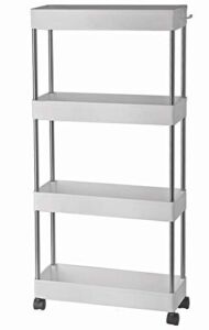 YEAVS Slim Storage Utility Cart 4-Tier, Shelving Unit in Bathroom Kitchen and Narrow Places, Rolling Cart Organizer (Grey, 4 Tier)