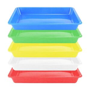 Plastic Art Trays,5 Pieces Stackable Activity Tray Crafts Organizer Tray Serving Tray Jewelry Tray for DIY Projects, Painting, Beads, Organizing Supply,5 Color (9.6 x 7.08 x 0.94 inch)