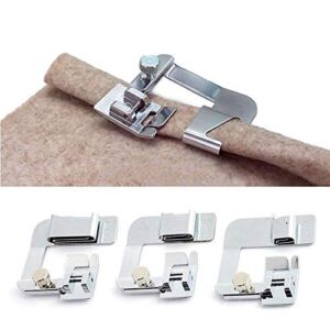 ANYQOO 3 Sizes Rolled Hem Pressure Foot Sewing Machine Presser Foot Hemmer Foot Set (1/2 Inch, 3/4 Inch, 1 Inch) for Singer, Brother, Janome and Other Low Shank Adapter (Rolled Hem Presser Feet)
