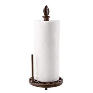 Vintage Metal Paper Towel Holder Cast Iron Roll Paper Towel Stand for Kitchen Bathroom Home Decor (Brown)