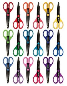 18 Piece Decorative Edge Craft Scissors, by Better Office Products, 18 Colors and Edge Designs, 6 Inch Length, 2.5 Inch Blades, Assorted 18 Count Edger Scissors