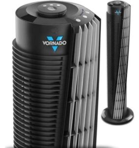 Vornado Compact 29″ Tower Air Circulator, with All New Signature V-Flow Technology, 3 Speed Settings and Energy LED Saving Timer, Remote Control Included