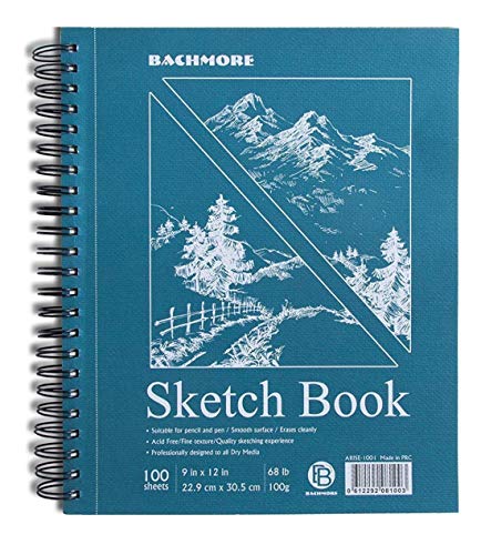 Bachmore Sketchpad 9X12″ Inch (68lb/100g), 100 Sheets of Spiral Bound Sketch Book for Artist Pro & Amateurs | Marker Art, Ink Art, Colored Pencil, Acrylic Paint, Charcoal for Sketching | The Storepaperoomates Retail Market - Fast Affordable Shopping