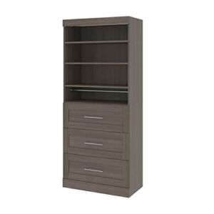 Bestar Pur Shelving Unit with 3 Drawers in bark Grey, 36W