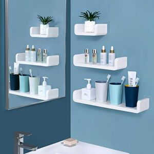 LAIGOO Adhesive Floating Shelves Non-Drilling, Set of 3, Display Picture Ledge Shelf U Bathroom Shelf Organizer for Home/Wall Decor/Kitchen/Bathroom Storage(S+M+L)
