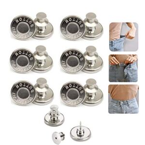 6PCS Perfect Fit Instant Button, Instant Buttons, Jean Replacement Buttons Removable Button No Sew Buttons to Extend or Reduce an Inch to Any Pants Waist in Seconds!