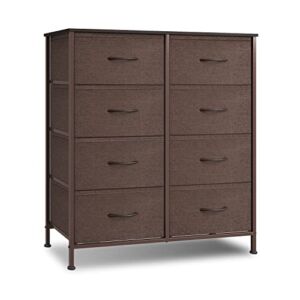 Reyade Fabric Dresser for Bedroom, 8 Drawer Dresser, Chest of Drawers for Closet, Living Room, Nursery, Entryway, 4 Tier Storage Tower, Organizer Unit, Brown