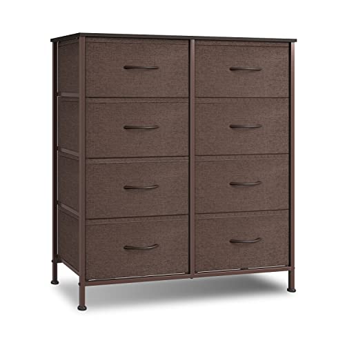 Reyade Fabric Dresser for Bedroom, 8 Drawer Dresser, Chest of Drawers for Closet, Living Room, Nursery, Entryway, 4 Tier Storage Tower, Organizer Unit, Brown | The Storepaperoomates Retail Market - Fast Affordable Shopping