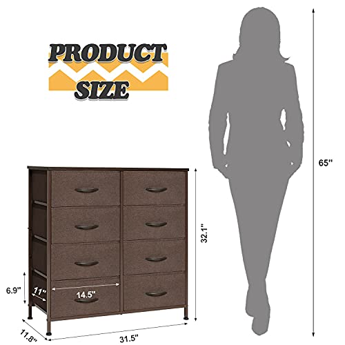 Reyade Fabric Dresser for Bedroom, 8 Drawer Dresser, Chest of Drawers for Closet, Living Room, Nursery, Entryway, 4 Tier Storage Tower, Organizer Unit, Brown | The Storepaperoomates Retail Market - Fast Affordable Shopping
