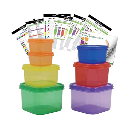 Prefer Green 7 PCS Portion Control Containers Kit (with COMPLETE GUIDE & 21 DAY DAILY TRACKER&21 DAY MEAL PLANNER & RECIPES PDFs),Label-Coded,Multi-Color-Coded System,Perfect Size for Lose Weight (7) | The Storepaperoomates Retail Market - Fast Affordable Shopping