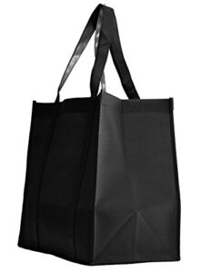 Gift Expressions Grocery Tote Bag | 10 Pack | Black | Heavy Duty Large Gift Bags Super Strong, Reusable Eco Friendly Shopping Bags, Stand Up Bottom, Recyclable Non Woven High Quality Tote Bags