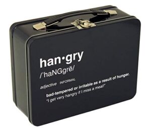 The Tin Box Company 354707-DS The Tin Box Novelty Large Tin Lunchbox, and White Featuring Han-Gry Art, Black