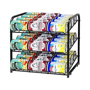 AIYAKA Can Rack Organizer, 3 Tier Stackable Can Storage Dispenser, for Food Storage, Kitchen Cabinets or Pantry, Storage for 36 Cans, Black