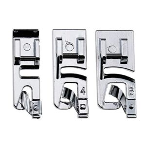 3Pcs Narrow Rolled Hem Sewing Machine Presser Foot Set (3mm, 4mm and 6mm) for All Low Shank Snap-On Singer, Brother, Babylock, Euro-Pro, Janome, Kenmore, White, Elna Sewing Machines