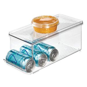 iDesign Plastic Food and Soda Can Lid for Refrigerator, Freezer, and Pantry for Organizing Tea, Pop, Beer, Water, BPA-Free, 13.75″ x 5.75″ x 5.75″, Clear