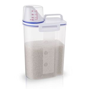 TBMax Rice Storage Bin Cereal Containers Dispenser with BPA Free Plastic + Airtight Design + Measuring Cup + Pour Spout – 2KG Capacities of Rice Perfect for Rice Cooker