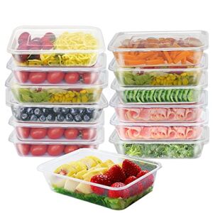 Ganfaner [50pk] 16 oz/500ml clear disposable food container, plastic food Storage Box with lid, organizer meal prepare for Keto Diet Salad Lunch Snack