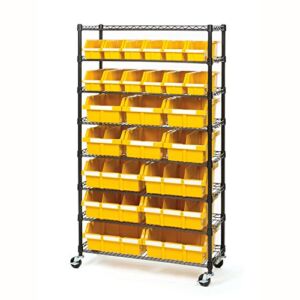 Seville Classics Commerical Grade NSF-Certified Bin Rack Storage Steel Wire Shelving System – 24 Bins – Yellow