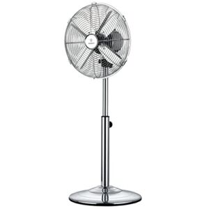 Westinghouse Vintage Metal Pedestal Fan – 16” Stand Fan Made with 3-Speed Setting, 4 Heavy-Duty Blades, SPT-2 Polarized Plug, Telescopic Adjustable Height, and 90° Oscillation Function (Silver)