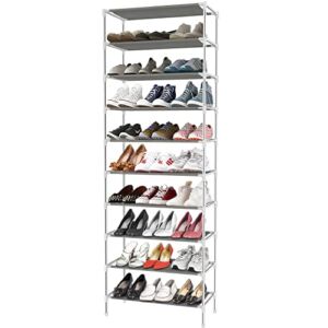 Himimi 10 Tiers Shoe Rack, Non-Woven Fabric Shoe Tower Stand, Easy Assembled Shoe Shelf Organizer Closet for Home, Sturdy Shelf Storage Organizer Cabinet