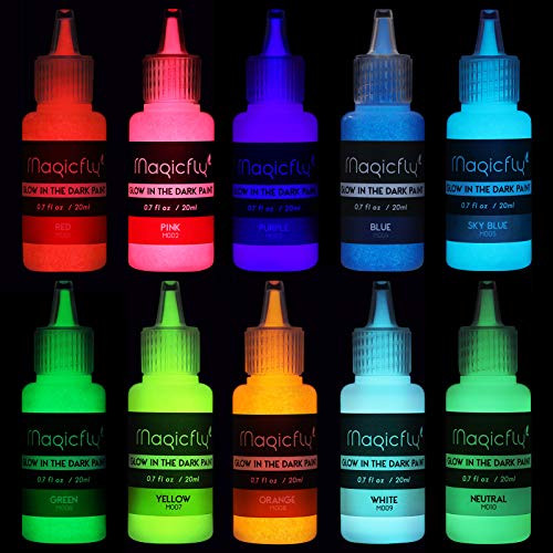 Magicfly Glow in The Dark Paint, 10 Extra Bright Colors(20 ml/0.7 oz) Glow Paint, Long-Lasting Self-Luminous Glow in The Dark Acrylic Paint for Artwork, DIY Projects, Perfect for Halloween Christmas Easter Decorations | The Storepaperoomates Retail Market - Fast Affordable Shopping