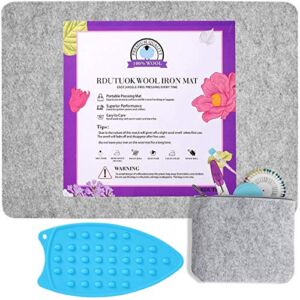 Rdutuok 17×13.5 Inches Wool Pressing Mat for Quilting Ironing Pad Pure Wool from New Zealand Easy Press Wooly Felted Iron Board for Retains Heat, Great for Quilting & Sewing Projects