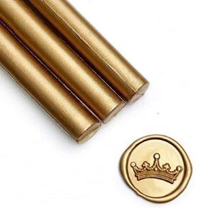 UNIQOOO Mailable Glue Gun Sealing Wax Sticks for Wax Seal Stamp – Metallic Antique Gold, Great for Wedding Invitations, Cards Envelopes, Snail Mails, Wine Packages, Christmas Gift Ideas, Pack of 8