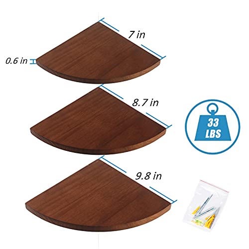 Lecowisd YINKSONG Corner Shelf Set of 3,Solid Wood Corner Wall Mounting Floating Shelf for Bathroom Bedroom Kitchen Living Room Office（Walnut） | The Storepaperoomates Retail Market - Fast Affordable Shopping