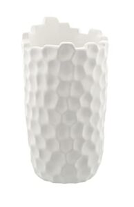 Deco 79 Porcelain Vase with Hammered Texture, 5″ x 5″ x 9″, White