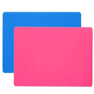 Leceha 2 Pack Silicone Sheet for Crafts, Resin Jewelry Casting Molds Mat, Silicone Mats for Epoxy 11.6″ x 8.3″, Silicone Placemat Blue and Rose Red