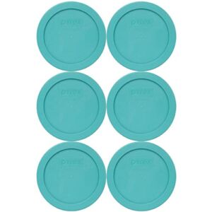 Pyrex Bundle – 6 Items: 7200-PC 2-Cup Turquoise Plastic Food Storage Lids