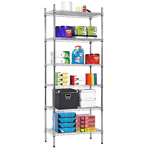 NSF Wire Shelf Organizer 6 Wire Shelving Unit Metal Storage Shelves, Utility Commercial Grade Heavy Duty Height Adjustable Leveling Feet Steel Layer shelf Rack 1500 LBS Capacity-14x24x60,Chrome | The Storepaperoomates Retail Market - Fast Affordable Shopping