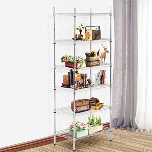 NSF Wire Shelf Organizer 6 Wire Shelving Unit Metal Storage Shelves, Utility Commercial Grade Heavy Duty Height Adjustable Leveling Feet Steel Layer shelf Rack 1500 LBS Capacity-14x24x60,Chrome | The Storepaperoomates Retail Market - Fast Affordable Shopping