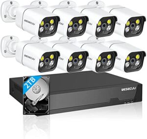 WESECUU [16CH Expandable] Poe Security Camera System, 4K CCTV Camera Security System 8pcs IP Home Security Cameras Outdoor, 2-Way Audio, Human Detection, with 2TB HDD for 24-7 Recording Home Kits