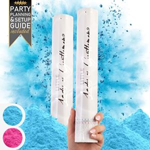 Premium Gender Reveal Confetti Cannon – Set of 2 – Biodegradable Powder in Pink or Blue for Girl or Boy | Gender Reveal Powder Cannon, Gender Reveal Decorations, Baby Gender Reveal Smoke Bomb, Poppers