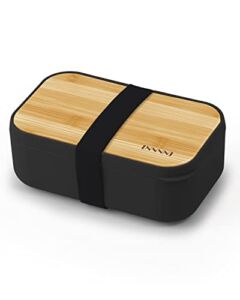 invvni Bento Box Lunch Box Containers for Adults – Natural Bamboo Lid, Cutlery & Chopsticks, Microwave Safe, Dishwasher Safe, Bpa Free, Leakproof, Gifts for Women, Christmas