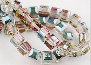 50pcs 6mm Crystal Cube Beads (mixed Color-50pcs)