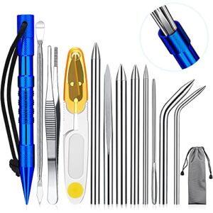 Ferraycle Knotter Tools, FID Paracord FID Set Stainless Steel Paracord Lacin Needles and Smoothing Tool for Leather or Paracord Work (Dark Blue)